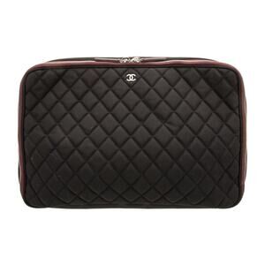 Chanel Quilted Nylon Laptop Case Black Burgundy Limited Edition 2012